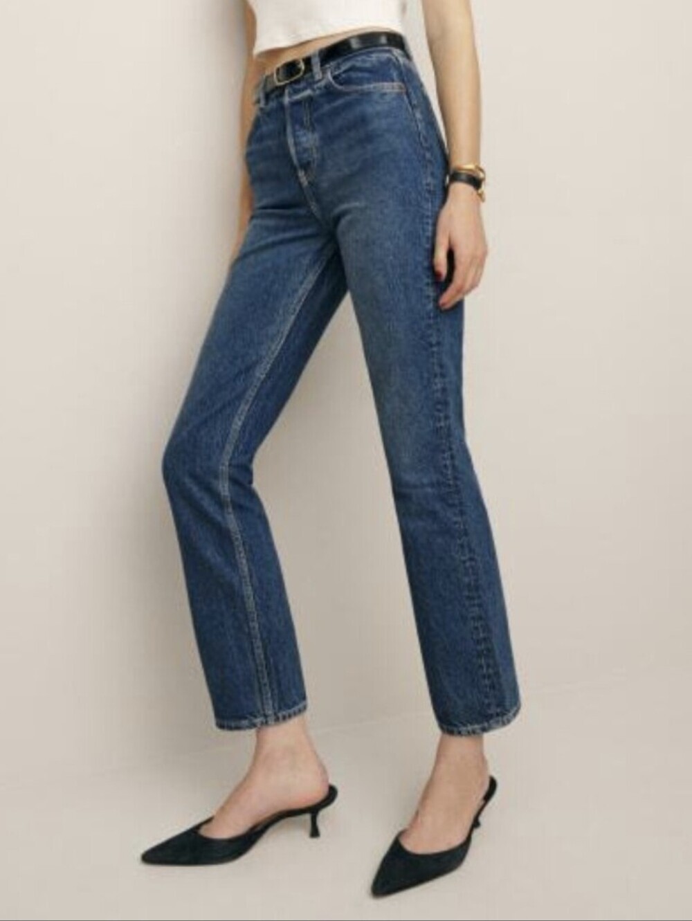 Reformation Cynthia High Rise Straight Jeans Distressed Colorado Shadow Size 30